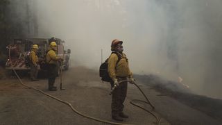     Firefighters battle a mosquito blaze at Ramsay Crossing, California, on September 15, 2022. 